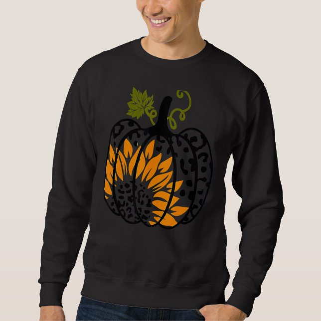 Sudadera Leopard Pumpkin Sunflower Caída Otoño Halloween (Anverso)