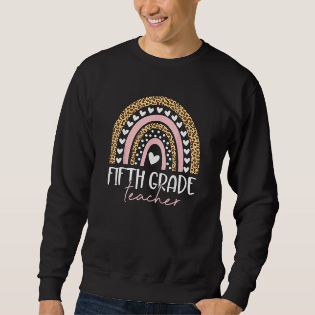 Sudadera Leopard Rainbow Hola profesores de quinto grado de (Anverso)