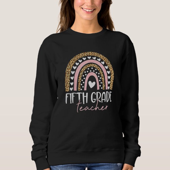 Sudadera Leopard Rainbow Hola profesores de quinto grado de (Anverso)