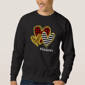 Sudadera Leopard Red Plaid Striped Hearts Teacher Life Vale