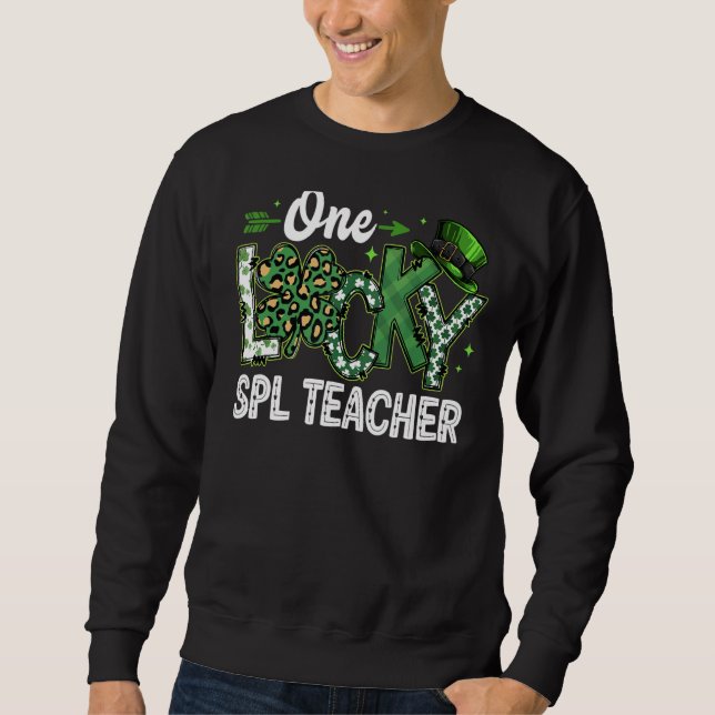 Sudadera Leopard Shamrock One Lucky Spl Teacher St. Patrick (Anverso)