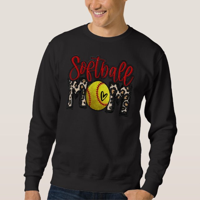 Sudadera Leopard Softball Mom Softball Game Day Vibes Mothe (Anverso)