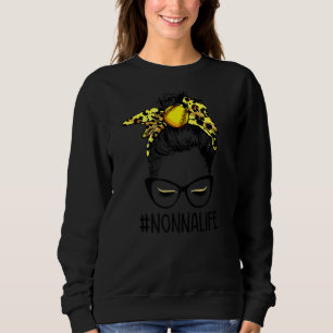 Sudadera Leopard Softball Nonna Life Messy Bun Game Day Mot