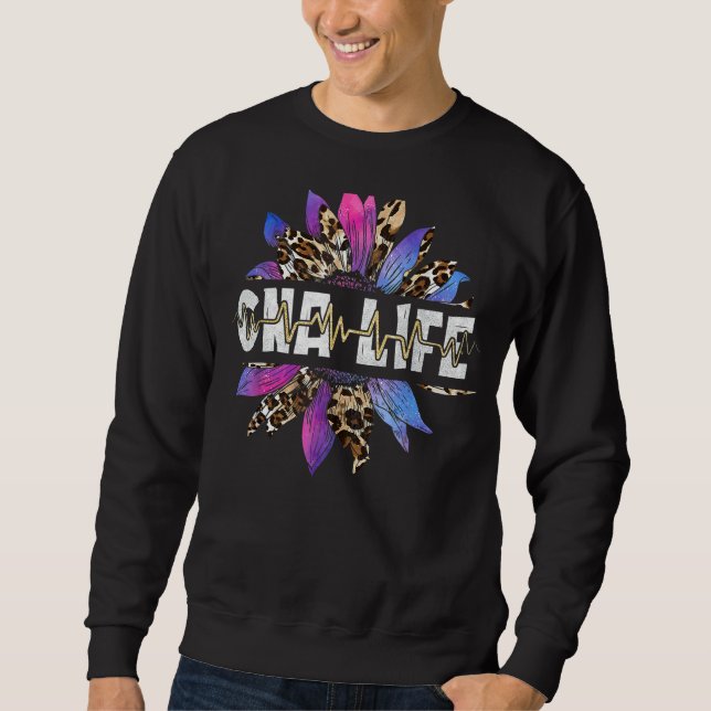 Sudadera Leopard Sunflower Cna Life Enfermería Stethoscope  (Anverso)