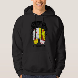 Sudadera Leopard Tee Ball Mom Life Messy Bun Hair Glasses M