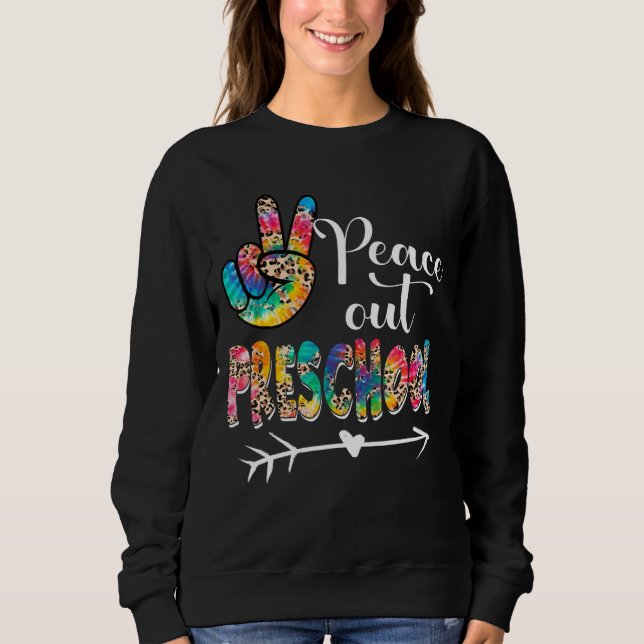 Sudadera Leopard Tie Dye Peace Out Preescolar Happy Day (Anverso)