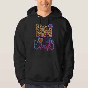 Sudadera Leopard Tie Dye Rn Life Stethoscope Leopard Nurs