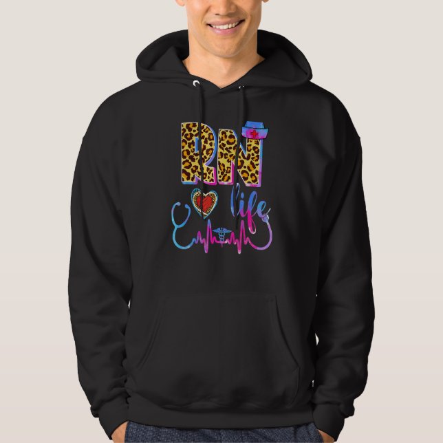 Sudadera Leopard Tie Dye Rn Life Stethoscope Leopard Nurs (Anverso)