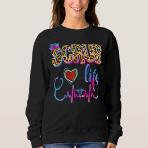 Sudadera Leopard Tie Dye Scrub Life Stethoscope Leopard Nur