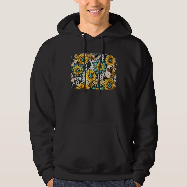 Sudadera Leopard Western Rodeo Piel de vaca Gemstone Sunflo (Anverso)