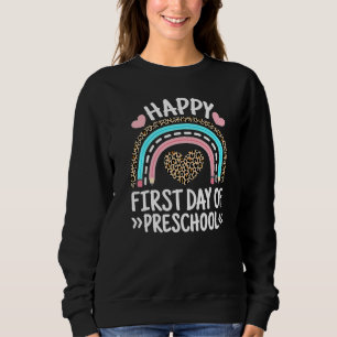 Sudadera Leopardo Arcoíris Feliz Primer Día De Preescolar E