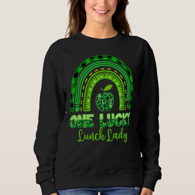 Sudadera Leopardo Arcoiris Un Lucky Lunch Lady Patricks Day (Anverso)
