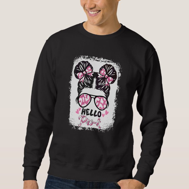 Sudadera Leopardo Blanqueado Hola Pre K Preescolar Moño Des (Anverso)