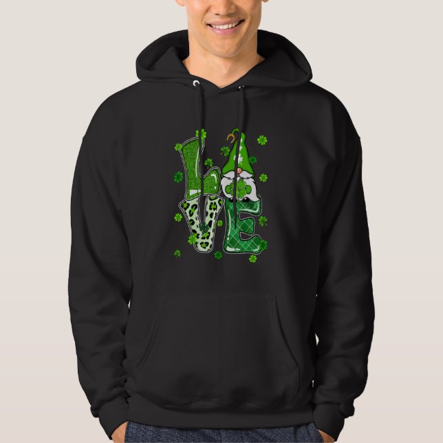 Sudadera Leopardo Purpurina Plaid LOVE Gnome St Pattys Day  (Anverso)