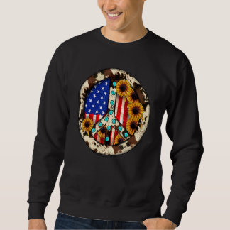 Sudadera Leopardo Turquesa Bandera Americana Signo de Paz H