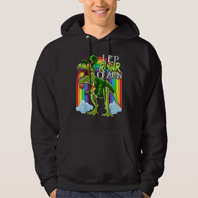 Sudadera Leprawrchaun St Patrick Day T Rex Dinosaur Lepre (Anverso)