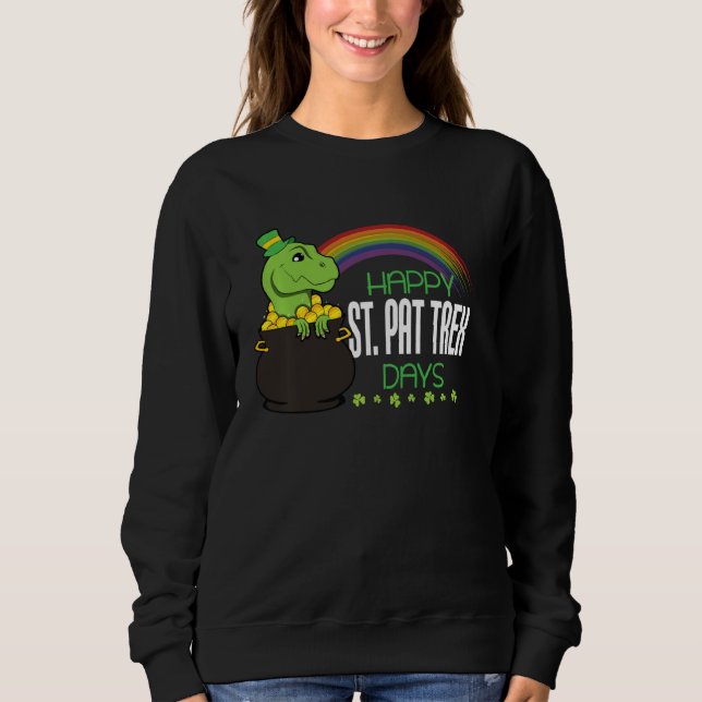 Sudadera Leprawrchaun St Patrick Day T Rex Dinosaur Leprech (Anverso)