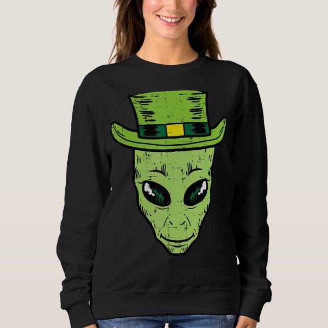 Sudadera Leprechaun Alien Head St Patricks Day Space Men Wo (Anverso)
