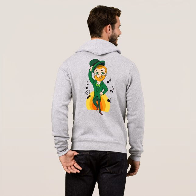 Sudadera Leprechaun bailando, personalizado de San Patricio (Reverso completo)