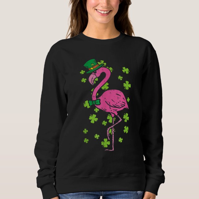 Sudadera Leprechaun Flamingo Shamrock St Patricks Day Anima (Anverso)