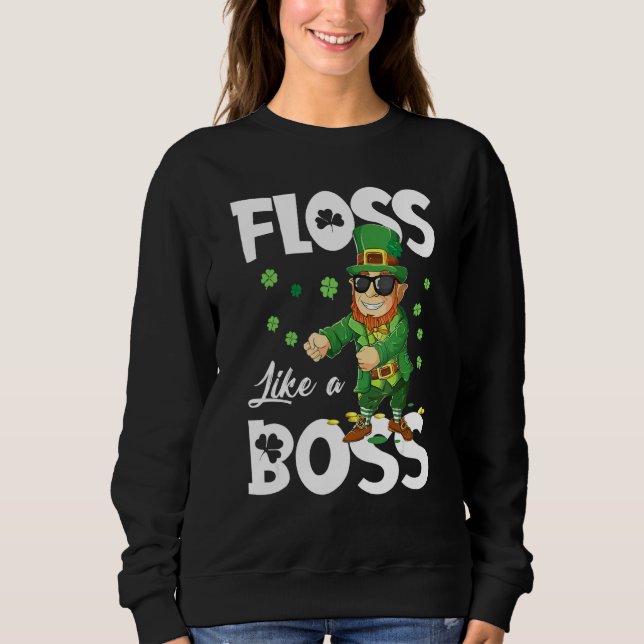 Sudadera Leprechaun Floss Como Un Jefe De Niños Del Día De  (Anverso)