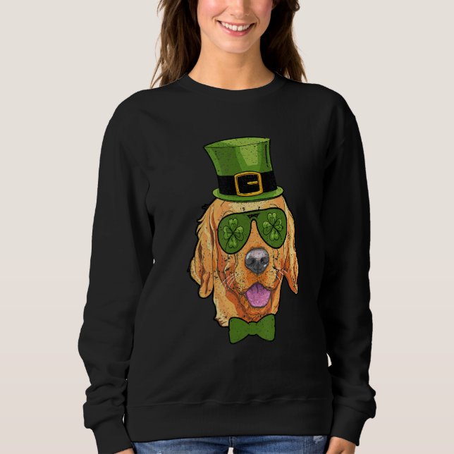 Sudadera Leprechaun Golden Retriever Clover St Patricks Day (Anverso)
