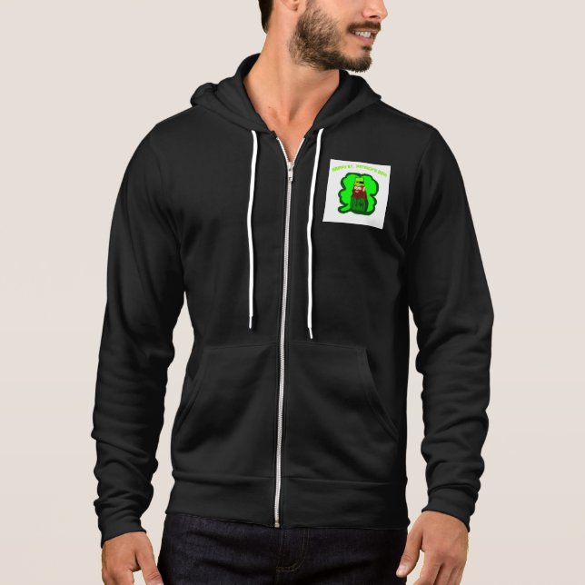 Sudadera Leprechaun Magic Men's Black Full-Zip Hoodie (Anverso)
