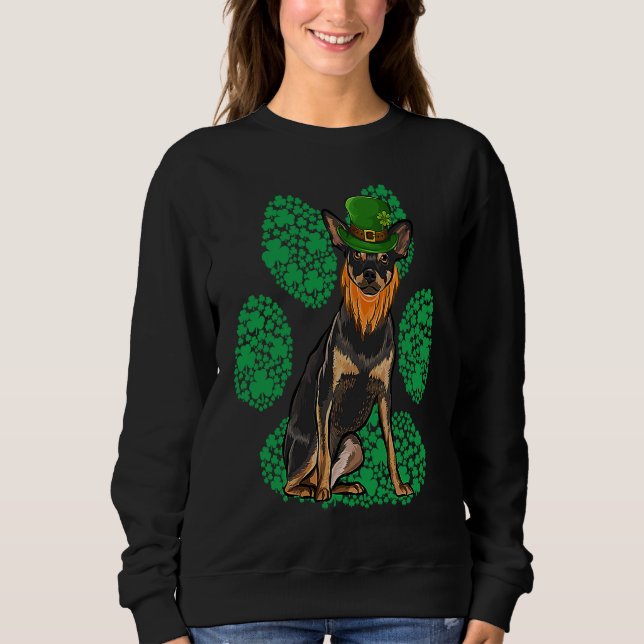 Sudadera Leprechaun Miniature Pinscher St Patricks Day Sham (Anverso)