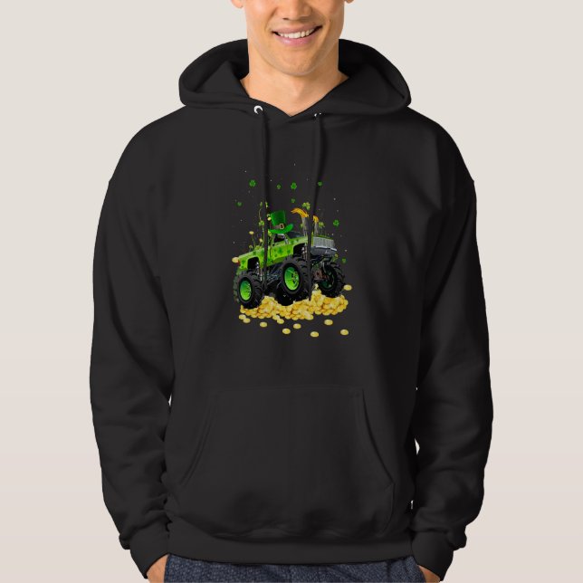 Sudadera Leprechaun Monster Truck Shamrock St Patrick Day B (Anverso)
