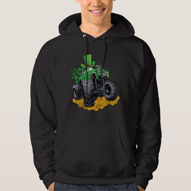 Sudadera Leprechaun Monster Truck Shamrock St Patrick Day B (Anverso)