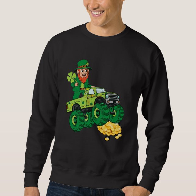 Sudadera Leprechaun Monster Truck Shamrock St Patrick Day B (Anverso)