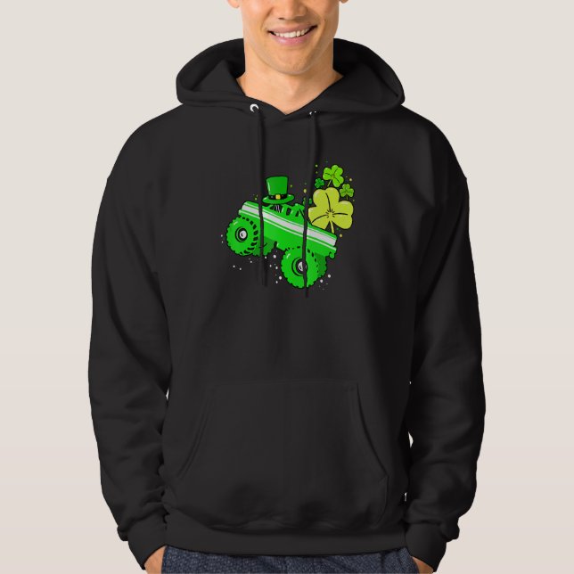 Sudadera Leprechaun Monster Truck Shamrock St Patrick Day B (Anverso)