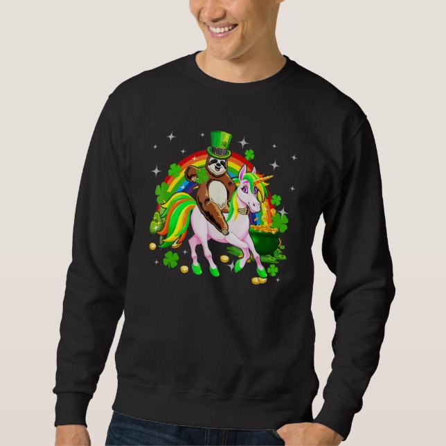 Sudadera Leprechaun Sloth Riding Unicorn Saint Patrick's Da (Anverso)