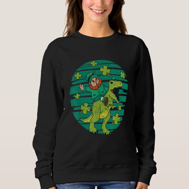 Sudadera Leprechaun T-Rex Irish Shamrock Dinosaur St Patric (Anverso)