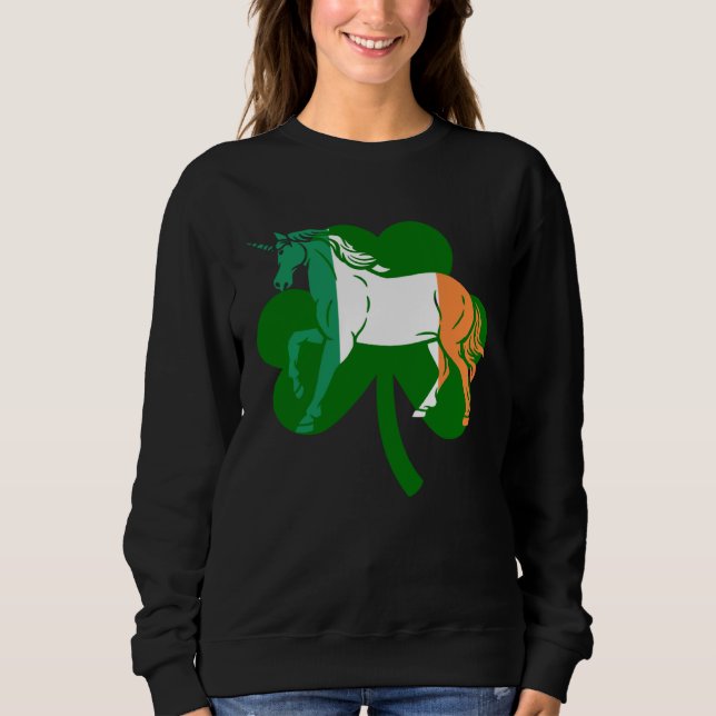Sudadera Lepricon Unicorn Horse Lucky Shamrock St Patricku2 (Anverso)