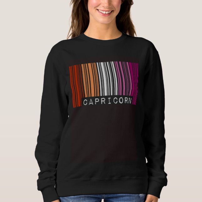 Sudadera Lesbian Capricorn Barcode Gay Pride Flag Zodiac Si (Anverso)