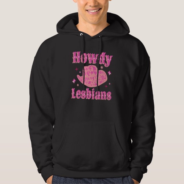 Sudadera Lesbian Cowgirl Hat Pink Howdy Lesbian Western LGB (Anverso)