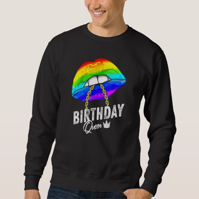 Sudadera Lesbianas de la Reina del Cumpleaños LGBTQ Fuertes (Anverso)