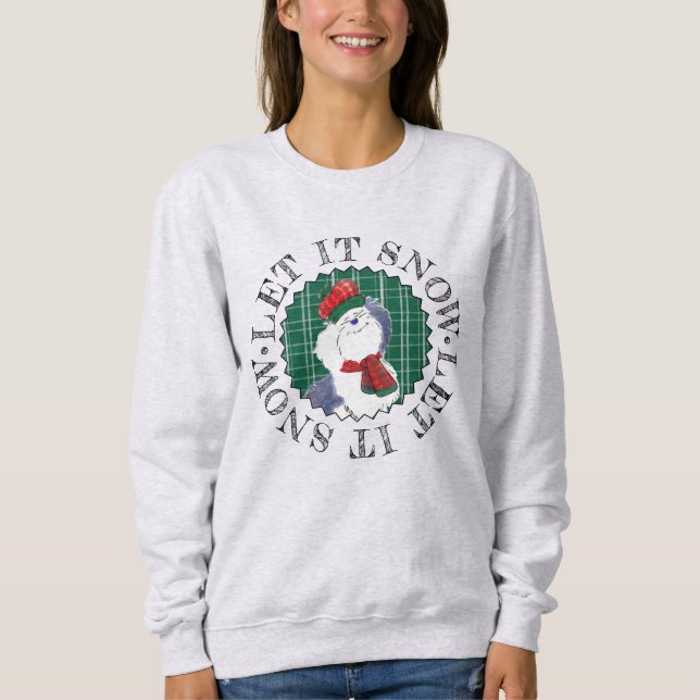 Sudadera Let It Snow Cute Cozy Sheepdog Winter Women (Anverso)