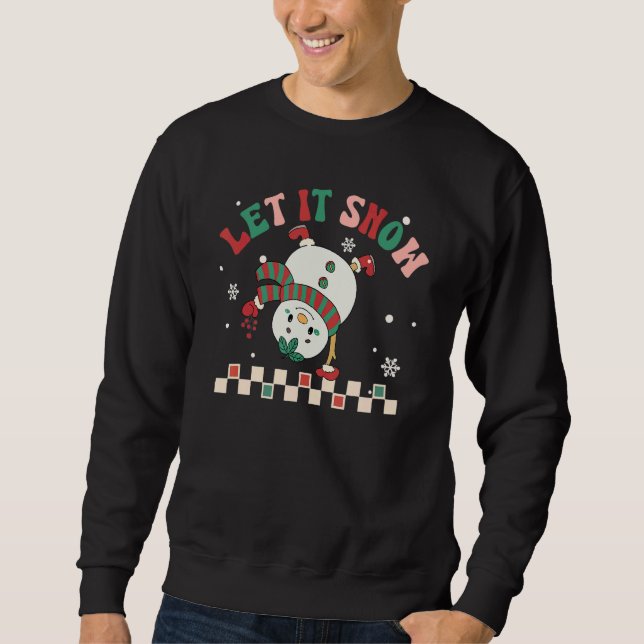 Sudadera Let It Snow Snowman Groovy Retro Christmas Holiday (Anverso)