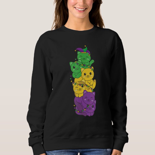 Sudadera Let The Shenanigans Begin Mardi Gras Cat (Anverso)