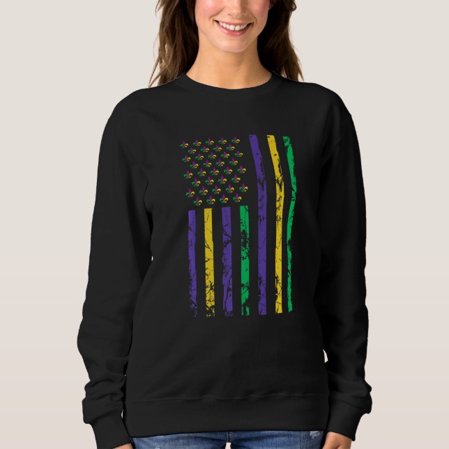 Sudadera Let The Shenanigans begin Mardi Gras y'all us flag (Anverso)
