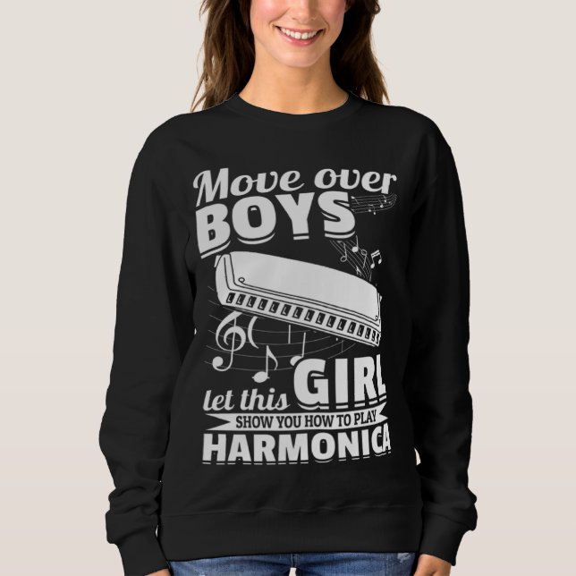 Sudadera Let This Girl Show You How To Play Harmonica Music (Anverso)