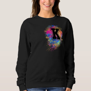 Sudadera Letra arcoiris K rosado colorido monogramado inici