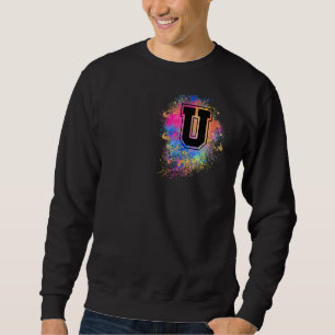 Sudadera Letra arcoiris U rosa color monogramado inicial