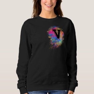 Sudadera Letra arcoiris V rosa rosado colorido monogramado