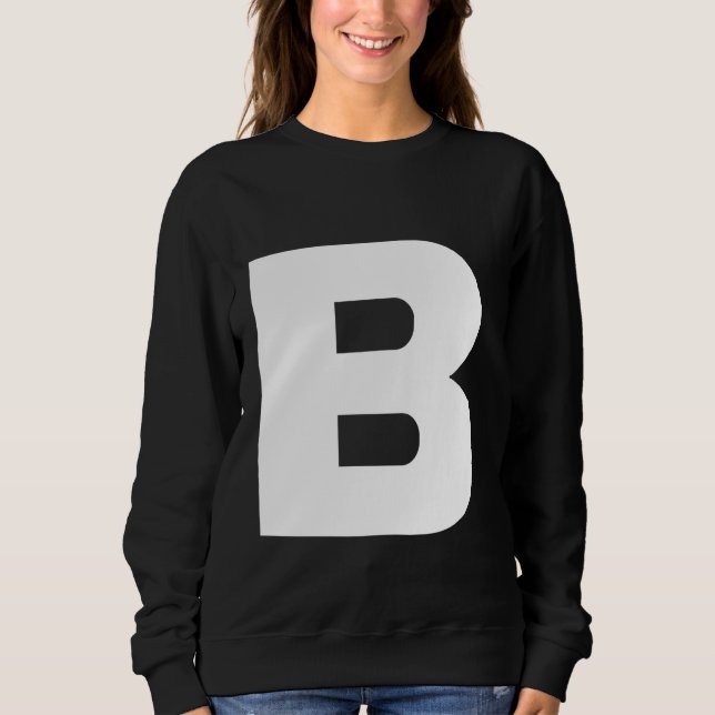 Sudadera Letra B mayúscula Texto negrita blanco sencillo (Anverso)