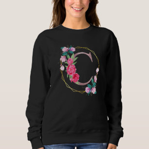 Sudadera Letra C Monograma Floral Inicial Mujeres Chicas