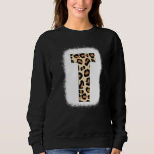 Sudadera Letra curetah impresa T letra inicial T leopardo B