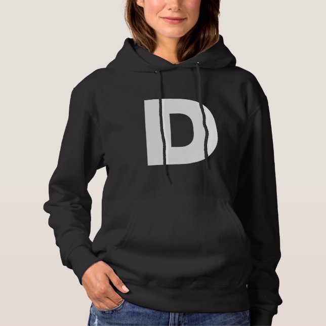 Sudadera Letra D mayúscula Texto negrita blanco sencillo (Anverso)